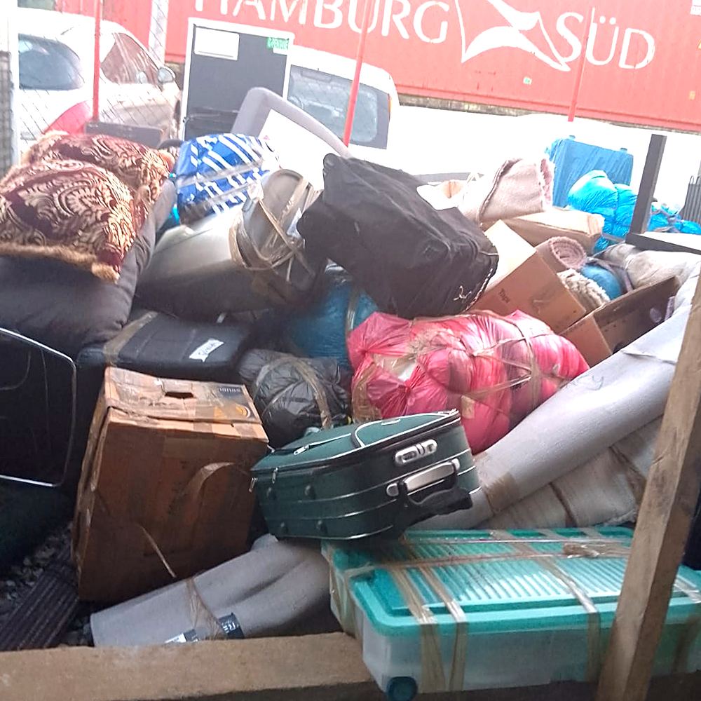 A pile of donated household goods